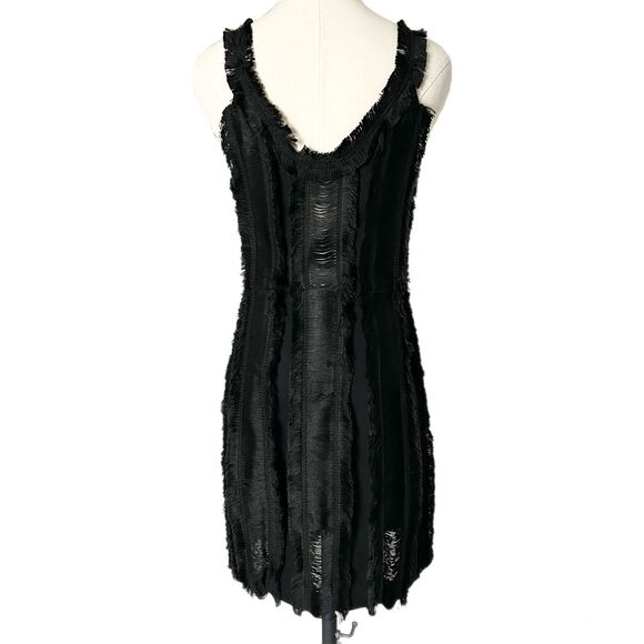 Sandro Rogee Fringe Cocktail Mini Dress in Black Size 1 Sandro 4 US - Picture 3 of 6